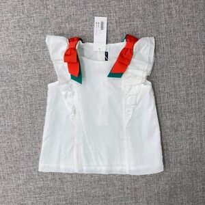 Janie and Jack White Top with Orange and Green Accents